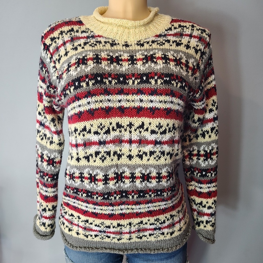 Vintage Fair Isle‎ Roll Neck Sweater Womens Size Small Heritage 90s Y2K Boho